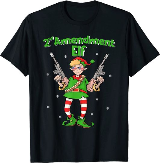 Second Amendment Elf American Gun Lover Hunter Christmas T-Shirt
