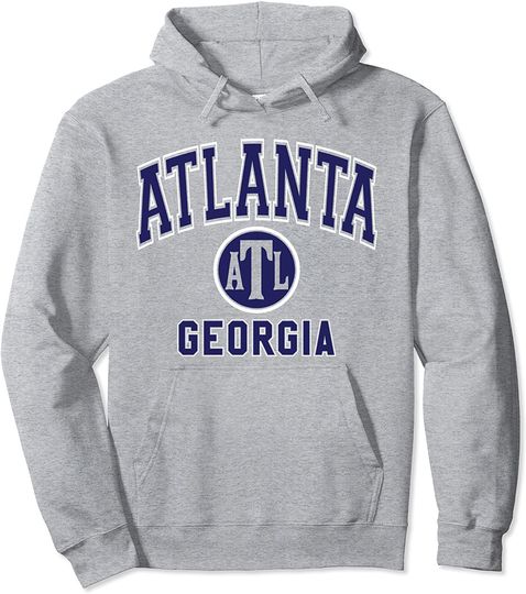 Atlanta Georgia ATL Varsity Style Navy Blue Print Hoodie