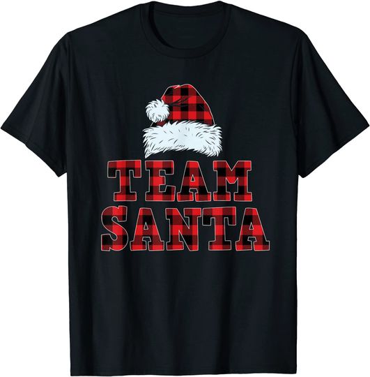 Team Santa Buffalo Plaid Christmas Family Matching Pajamas T-Shirt