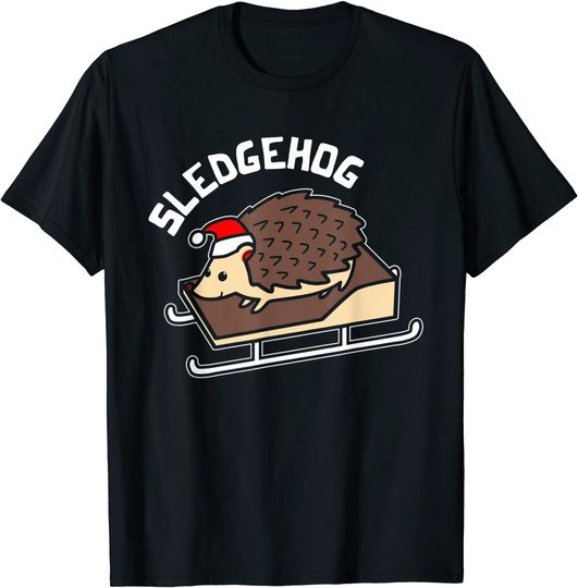 Sledgehog Cute Animal Funny Hedgehog Pun Christmas T-Shirt