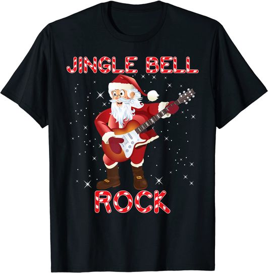 Jingle Bell Rock Merry Christmas Santa Electric Guitar T-Shirt