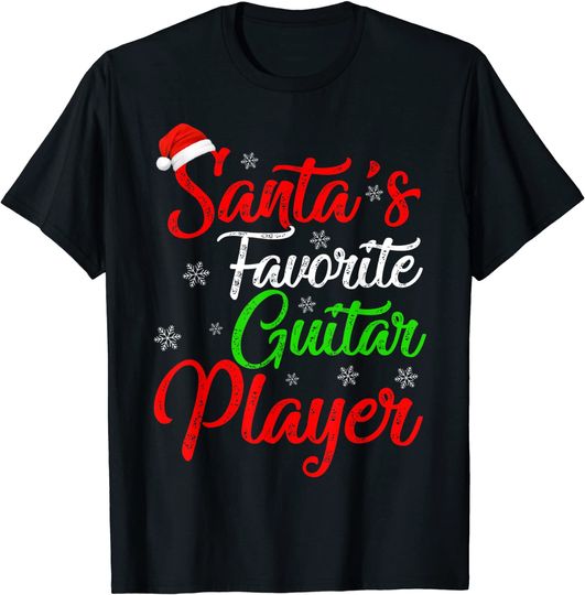 Xmas Santa's Favorite Guitar Player Christmas T-Shirt