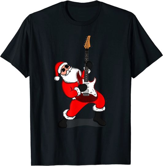 Santa Claus Guitar Player Christmas T-Shirt