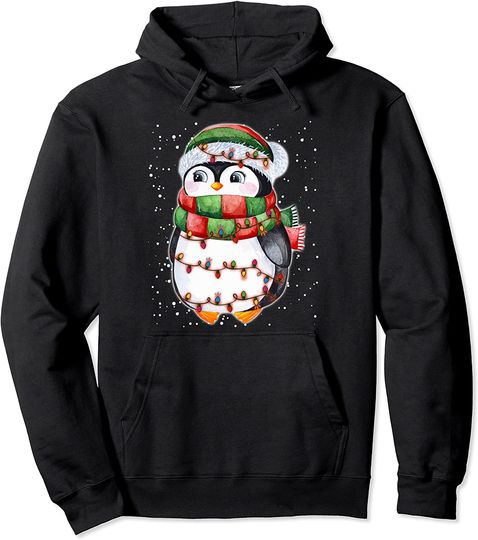 Christmas Penguin Lights Hoodie