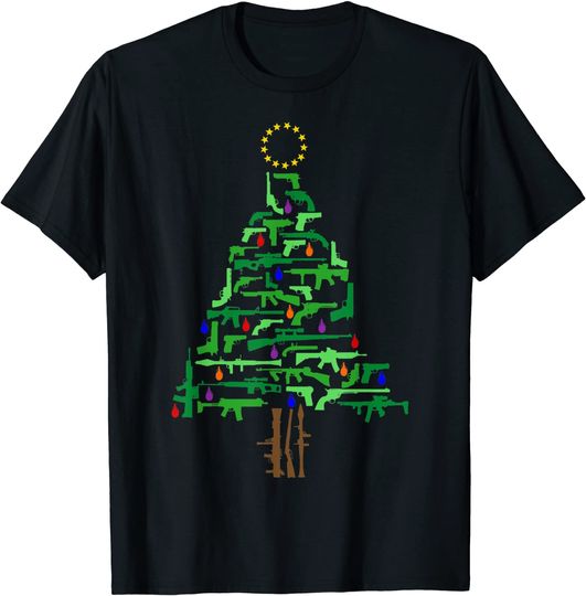 Xmas Patriotic 2nd Amendment Gun Christmas Tree T-Shirt