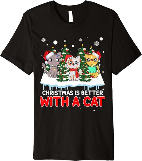 Christmas With My Cats Pajamas Family Xmas Premium T-Shirt