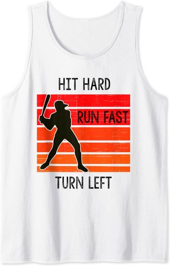 Baseball Player Hit Hard Run Fast Turn Left Vintage Sunset Tank Top