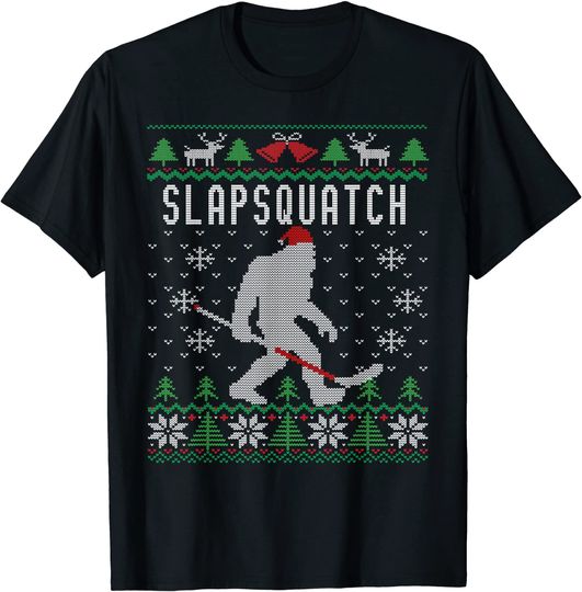 Slapsquatch | Ugly Christmas Hockey Sasquatch | Bigfoot T-Shirt