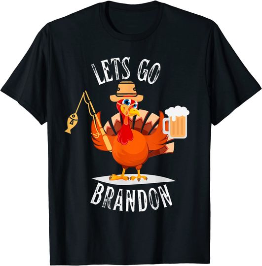 Lets Go Brandon Thanksgiving Turkey Fishing T-Shirt