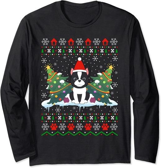 Boston Terrier Christmas Long Sleeve