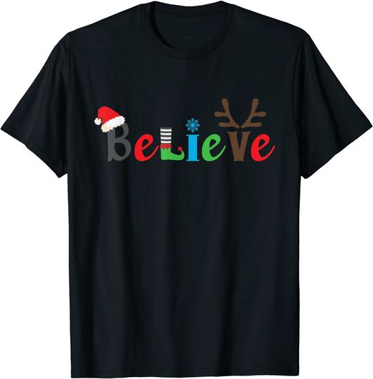 Believe Christmas Reindeer T-Shirt