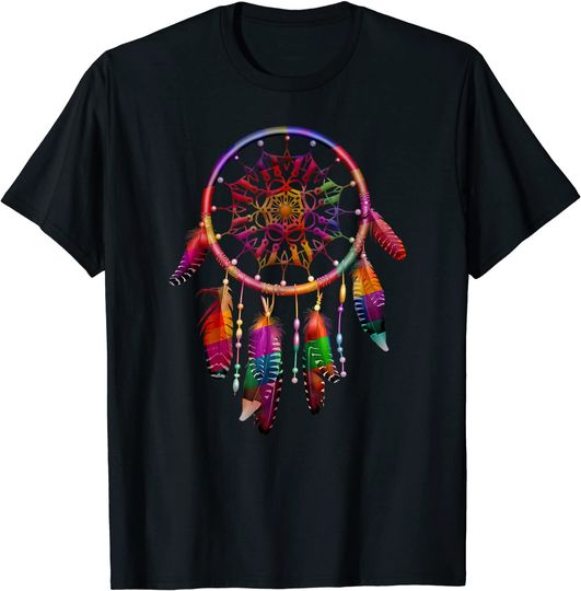 Colorful Dreamcatcher Feathers Tribal Native American Indian T-Shirt