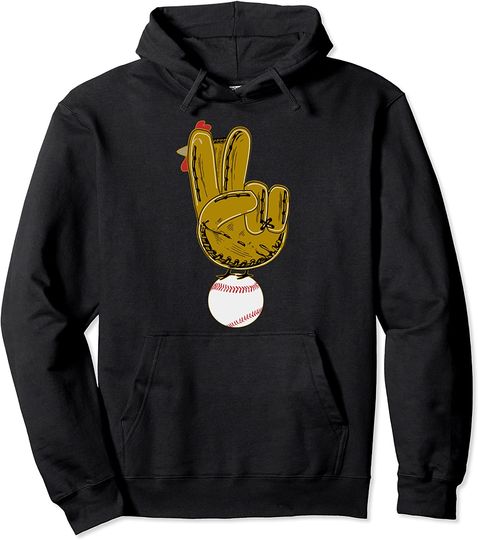 Peace Sign Hand Baseball Softball Gloves Turkey Thanksgiving Pullover Hoodie