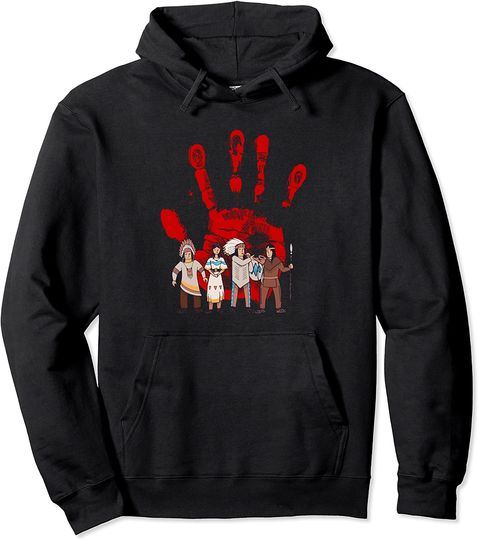 Native American Indigenous Red Hand Indian Blood Themed Pullover Hoodie