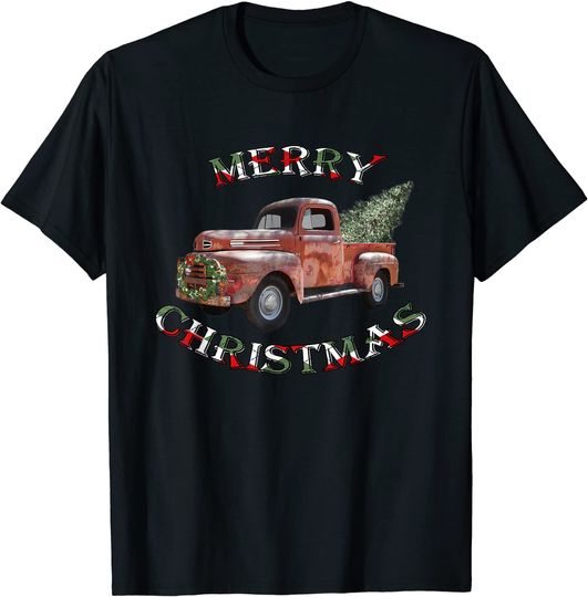Old Red Truck With Christmas Tree T-Shirt