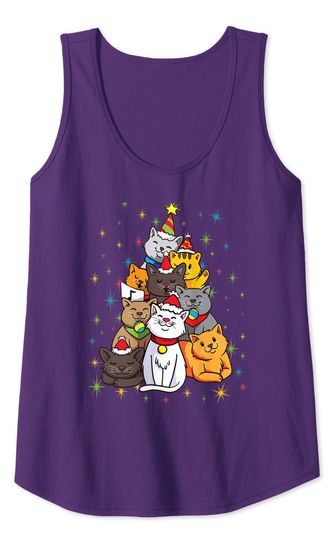 Cats Christmas Cat Tree Meo Ugly Tank Top