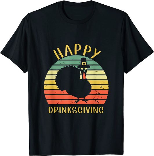 Vintage Happy Drinksgiving Turkey Thanksgiving T-Shirt