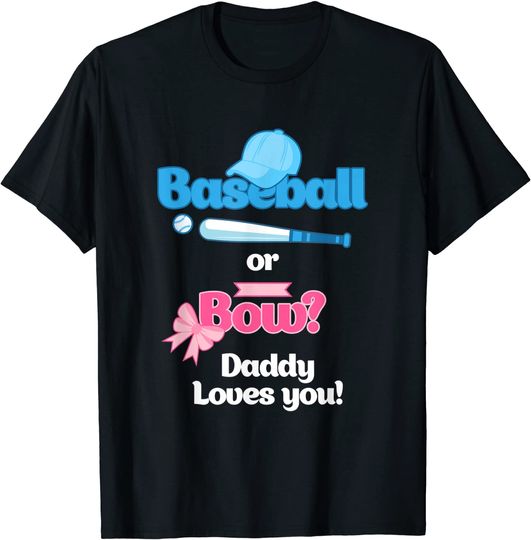 Mens Baseball Or Bows Gender Reveal Party Shirt