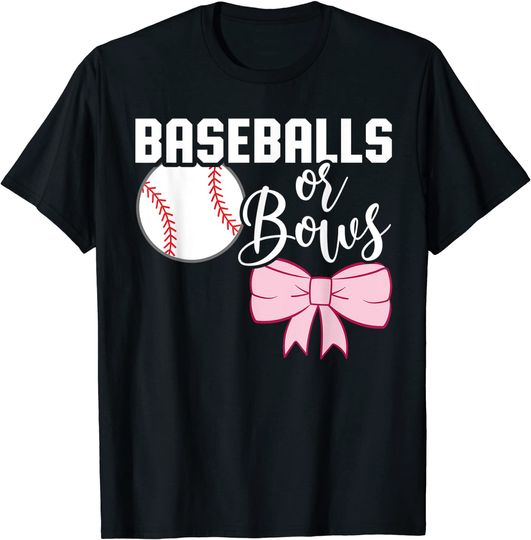 Baseballs Or Bows Gender Reveal  T-Shirt