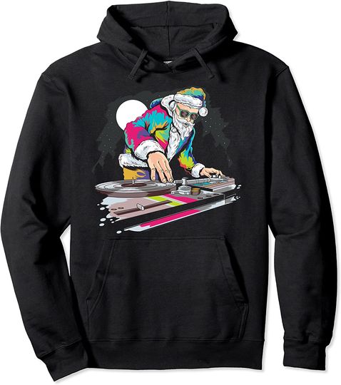 I'm With the DJ EDM Music Santa Claus Old School DJ Pullover Hoodie