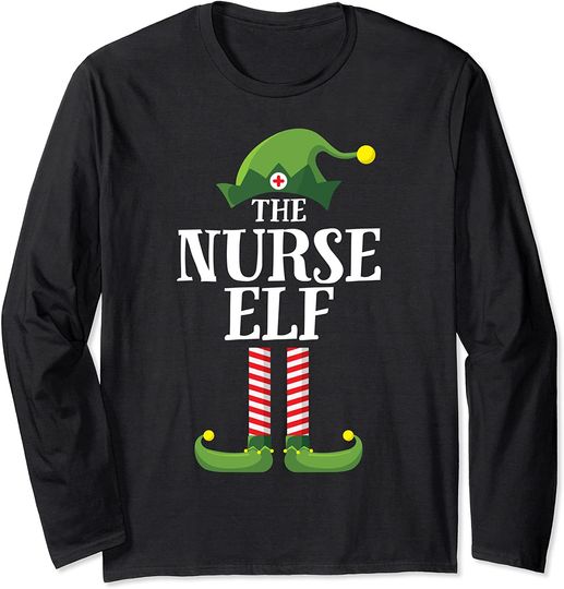Nurse Elf Matching Family Group Christmas Party Long Sleeve
