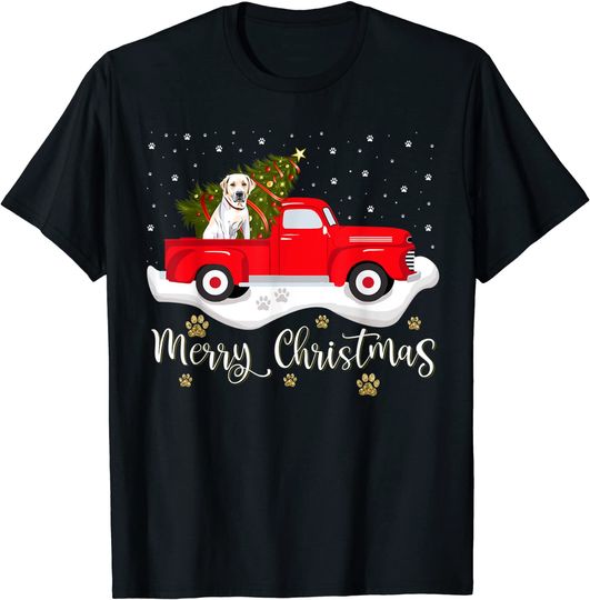 Red Truck Merry Christmas Tree Labrador Retriever Christmas T-Shirt