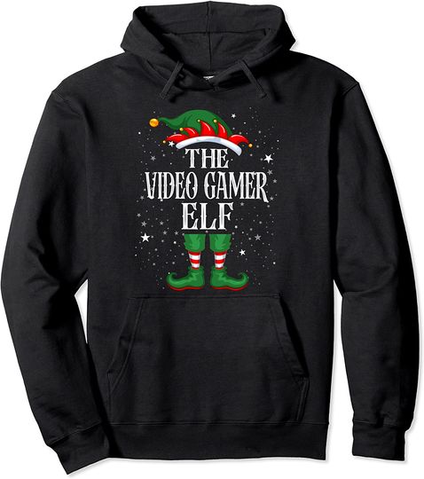 Christmas Elf Matching Family Group Video Gamer Elf Pullover Hoodie