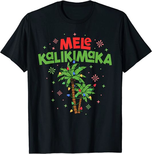 Mele Kalikimaka Hawaiian Christmas Palm Tree Lights Xmas T-Shirt