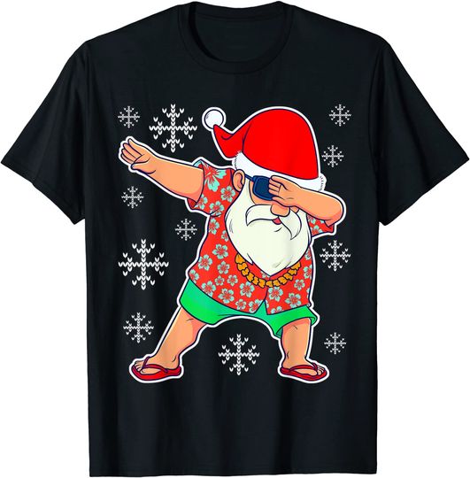 Dabbing Santa, Christmas Summer Tropical Hawaiian Xmas Dab T-Shirt