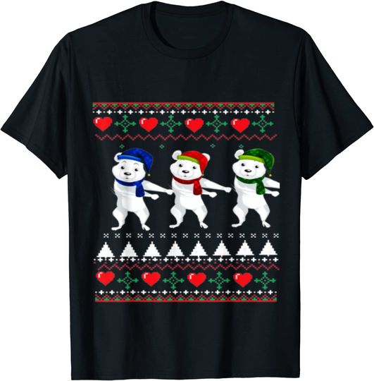 Polar Bear Flossing Bears Family Matching Christmas T-Shirt