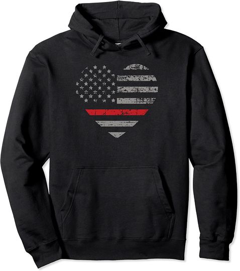 Thin Red Line Flag Firefighter Wife Support Hoodie