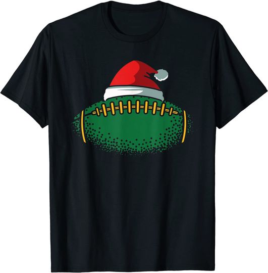 Football Santa Hat Christmas T-Shirt