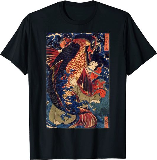 Fighting the Giant Carp Japanese Tshirt