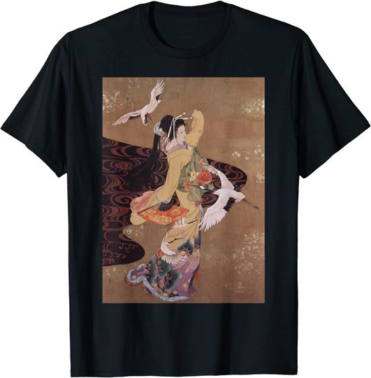 Dance of Cranes Japanese Retro Art T-Shirt