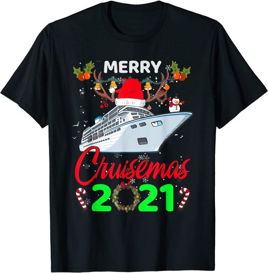 Merry Cruisemas 2021 Santa Reindeer Cruise Funny Christmas T-Shirt
