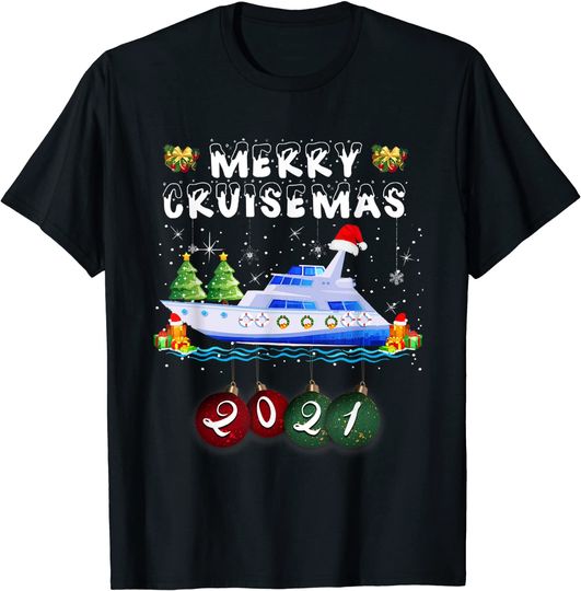 Merry Cruisemas 2021 T-Shirt Christmas Santa Reindeer Cruise T-Shirt