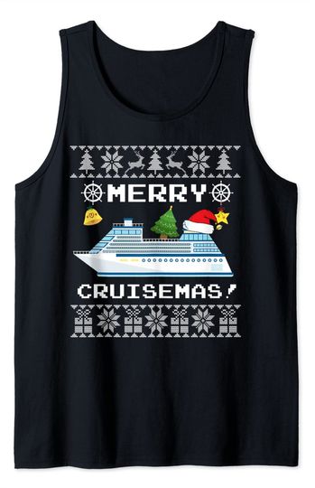 Merry Cruisemas Shirt Ugly Christmas Cruise Holiday Vacation Tank Top