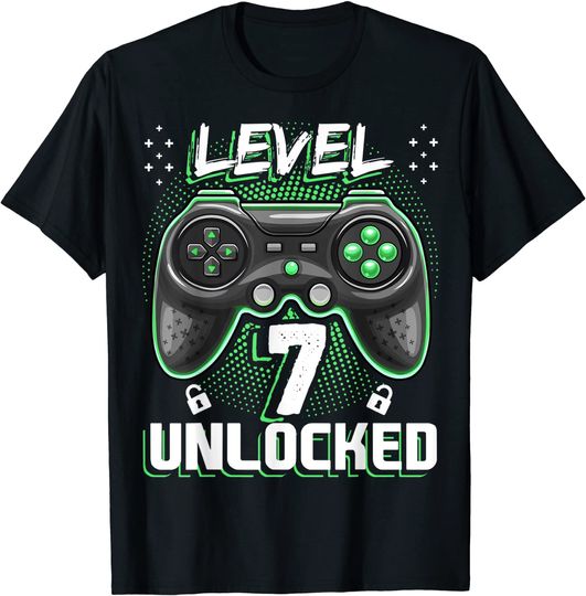 Level 7 Unlocked Video Game 7th Birthday Gamer Gift Boys T-Shirt