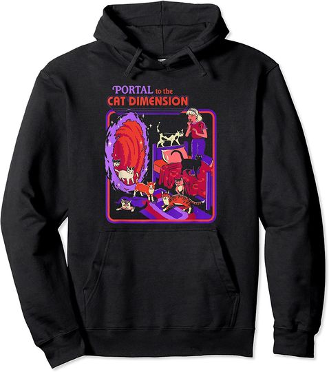 Halloween Retro Portal To The Cat Dimension Cat Pullover Hoodie
