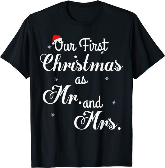 Couple Wife Husband Our First Christmas As Mr & Mrs T-Shirt