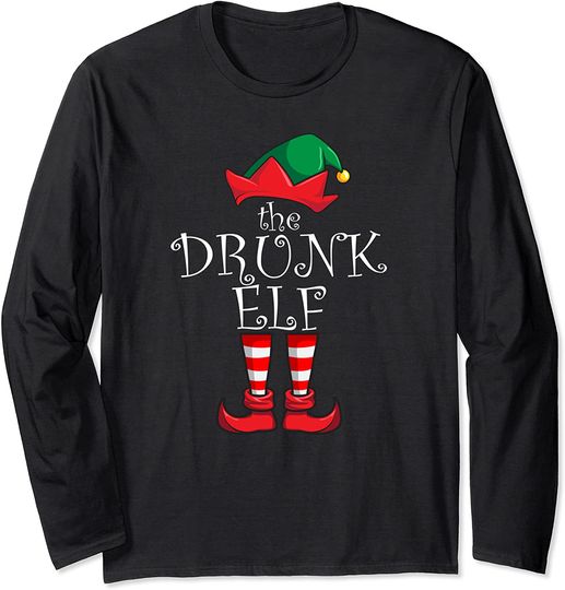 Drunk Elf Matching Family Christmas Party Drunk Long Sleeve
