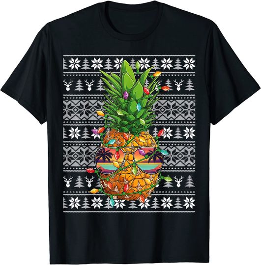 Pineapple Christmas Tree Lights Xmas Gifts T-Shirt