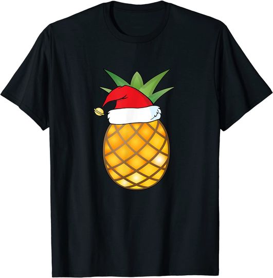 Funny Pineapple Christmas Shirt Santa Hat Fruit Kids Gift T-Shirt
