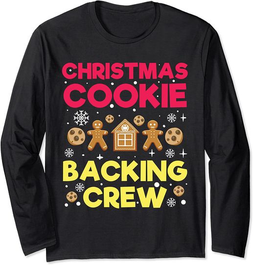 Christmas Cookies Baking Crew Holidays Snowman Snowflake Long Sleeve T-Shirt