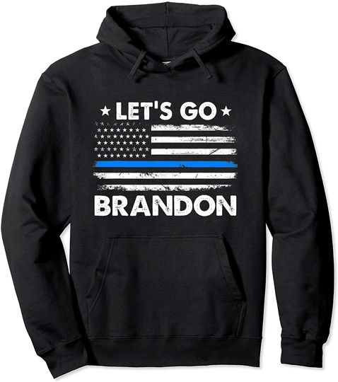 Let's Go Brandon American US Flag Blue Line Lets Go Brandon Pullover Hoodie