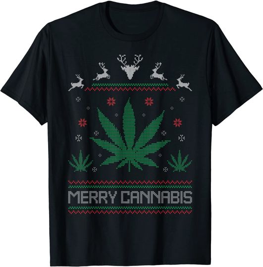 Merry Cannabis Marijuana Christmas Stoner T-Shirt