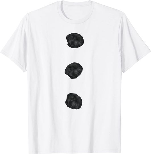 Snowman Costume Shirt Three Black Buttons on White T-Shirt