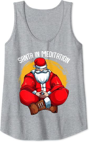Christmas Santa Claus Yoga Meditation Merry Xmas Tank Top