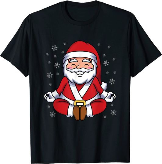 Yoga Santa Christmas Pajamas Matching Family Lights T-Shirt
