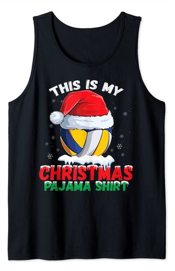 This Is My Christmas Pajama Volleyball Santa Hat Boys Tank Top